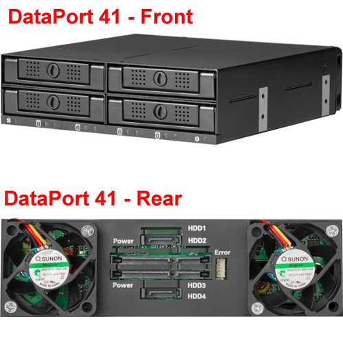 DataPort 41, Complete Assembly (Frame and 4 carriers) for four 2.5in SAS or SATA drive (up to 15mm), 6G, RoHS
